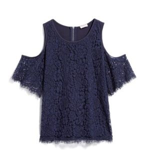 Market and Spruce Lace Cold Shoulder Top